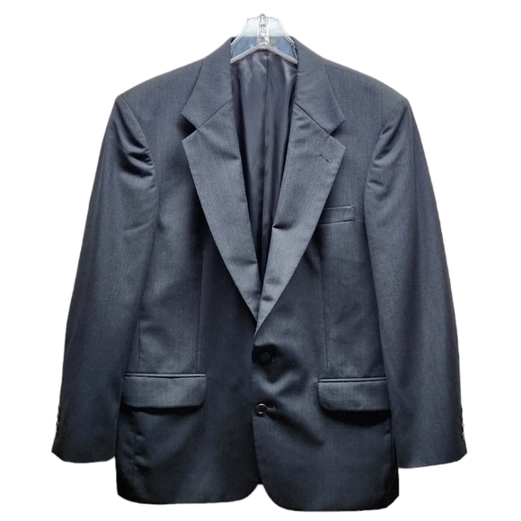 OSCAR De La Renta Mens 43R Dark Gray 100% Wool Blazer Sport Coat Suit Jacket - Picture 2 of 11